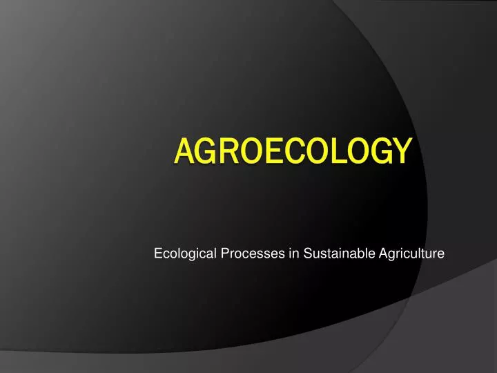 ecological processes in sustainable agriculture