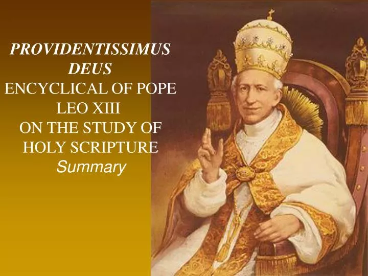providentissimus deus encyclical of pope leo xiii on the study of holy scripture summary