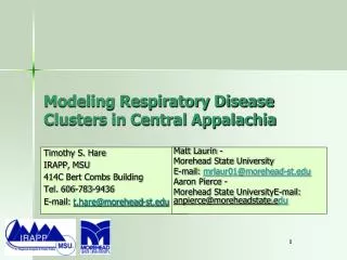 Modeling Respiratory Disease Clusters in Central Appalachia