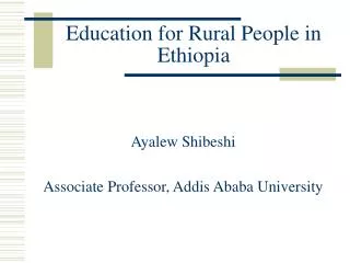 Education for Rural People in Ethiopia