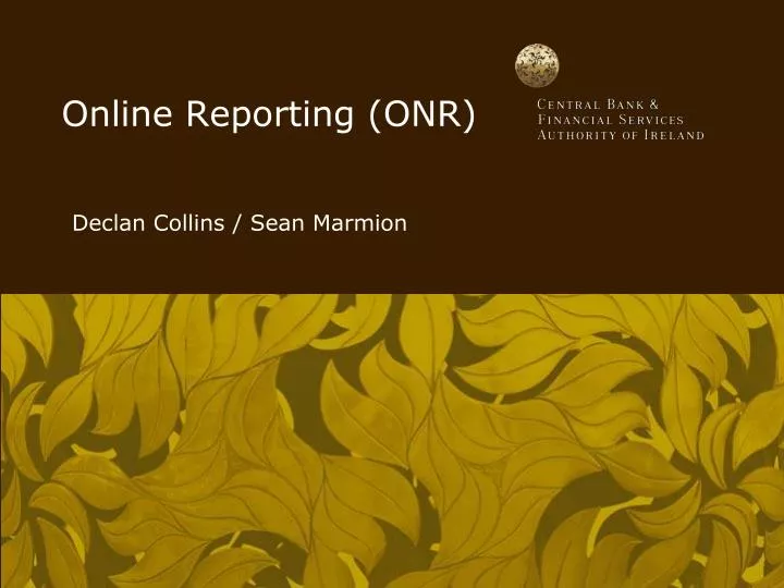 online reporting onr