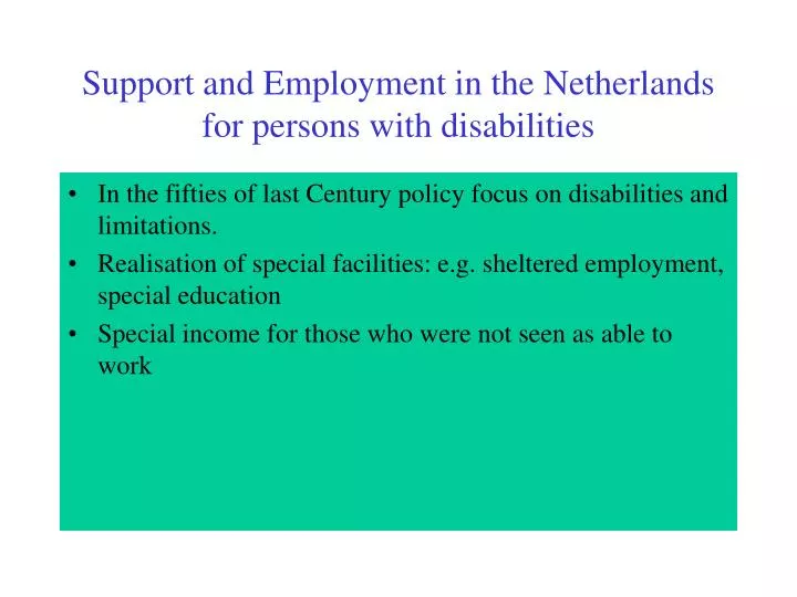 support and employment in the netherlands for persons with disabilities
