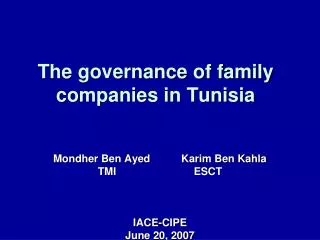The governance of family companies in Tunisia