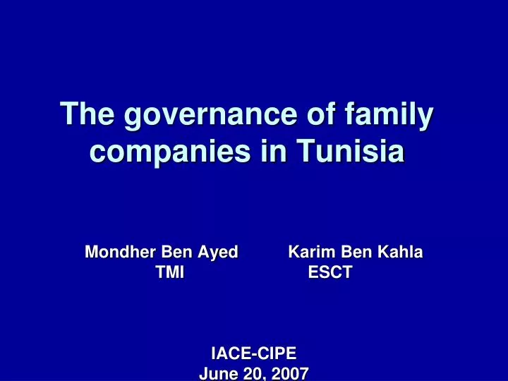 the governance of family companies in tunisia