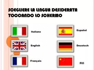 scegliere la lingua desiderata toccando lo schermo