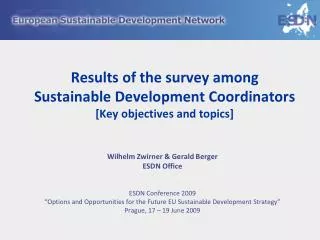 Results of the survey among Sustainable Development Coordinators [Key objectives and topics]