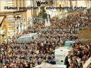 Week 5: Human population as environmental factor