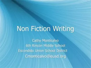 Non Fiction Writing