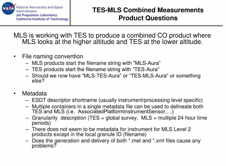 tes mls combined measurements product questions
