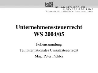 unternehmenssteuerrecht ws 2004 05
