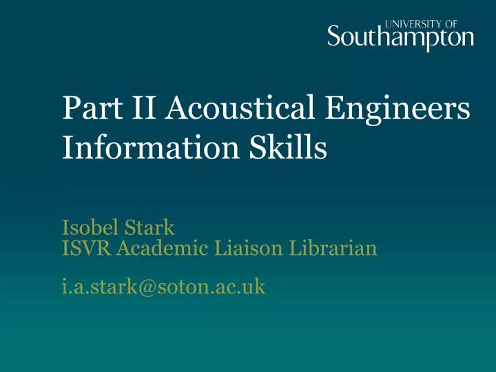 part ii acoustical engineers information skills