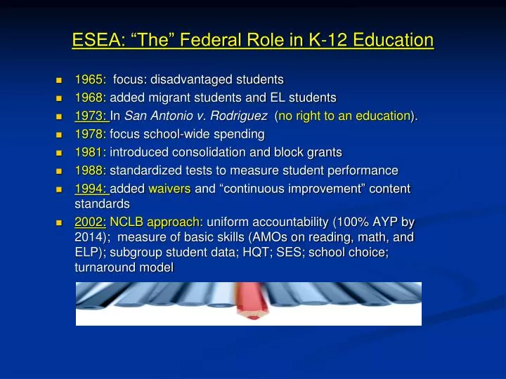 esea the federal role in k 12 education