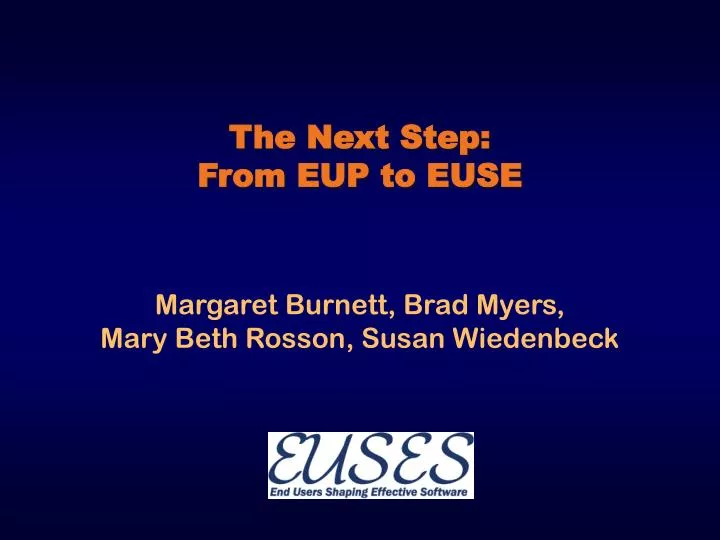 the next step from eup to euse