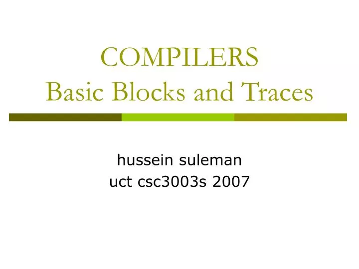 compilers basic blocks and traces