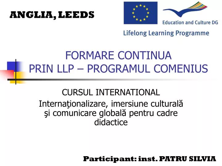 formare continua prin llp programul comenius