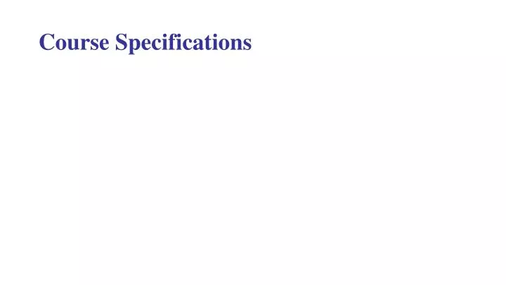 course specifications