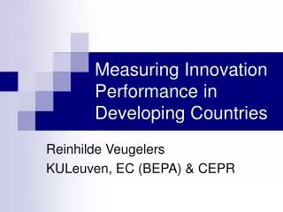 Measuring Innovation Performance in Developing Countries