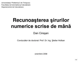 recunoa terea irurilor numerice scrise de m n