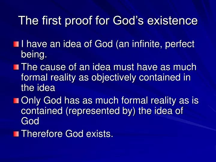 the first proof for god s existence