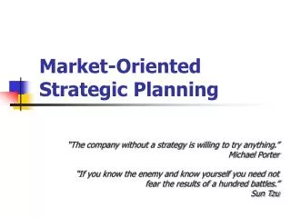 Market-Oriented Strategic Planning