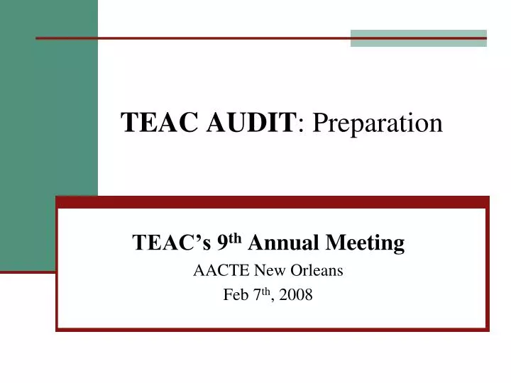 teac audit preparation