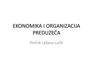 ekonomika i organizacija preduze a