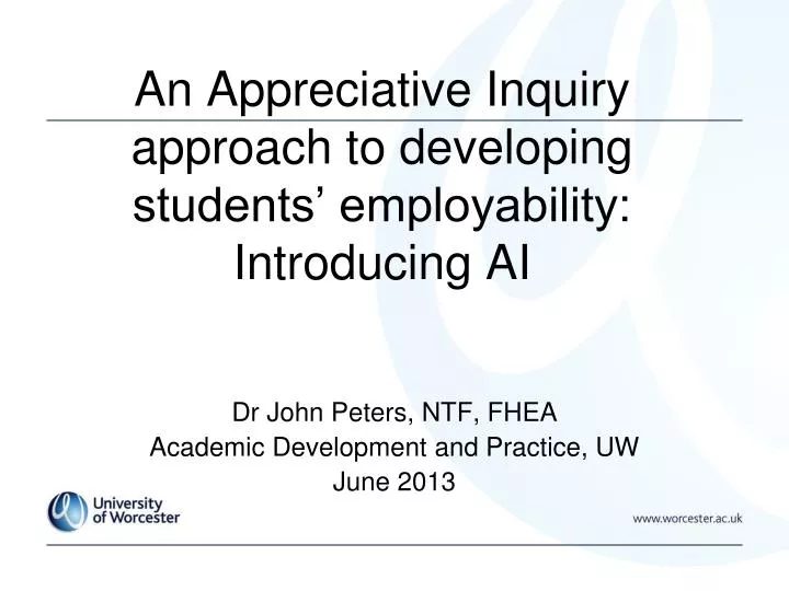 an appreciative inquiry approach to developing students employability introducing ai