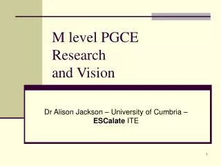 M level PGCE Research and Vision