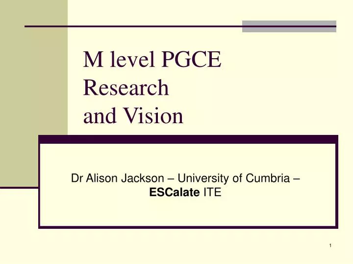 m level pgce research and vision