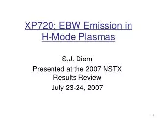 XP720: EBW Emission in H-Mode Plasmas