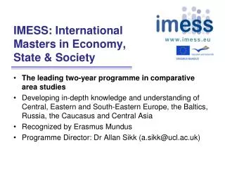 IMESS: International Masters in Economy, State &amp; Society