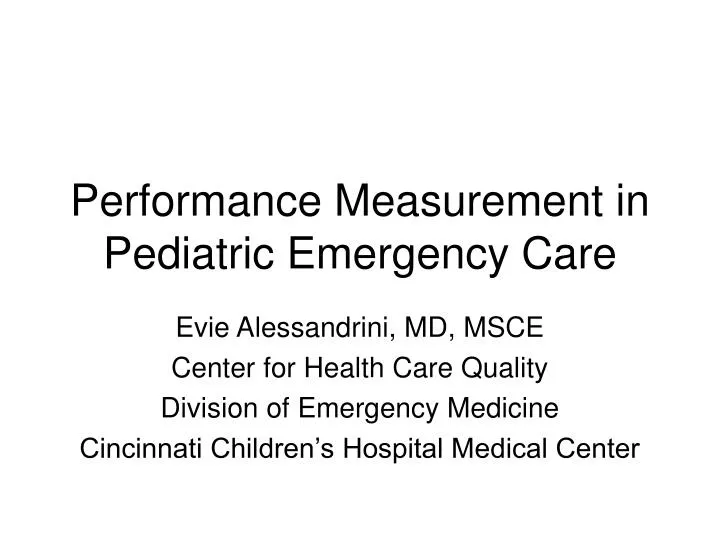 performance measurement in pediatric emergency care