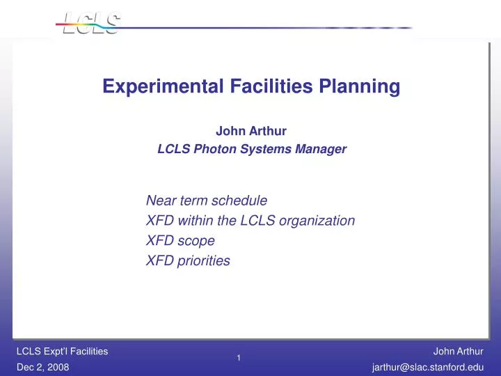 experimental facilities planning