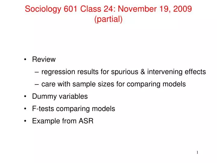 sociology 601 class 24 november 19 2009 partial