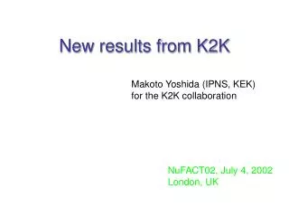 New results from K2K