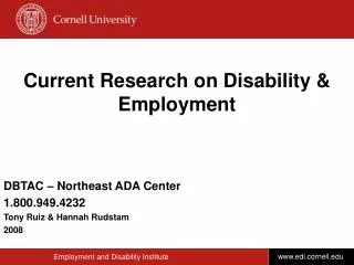 Current Research on Disability &amp; Employment