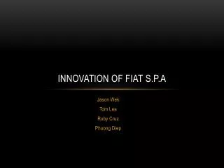 Innovation of fiat s.p.a