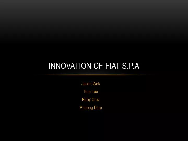 innovation of fiat s p a