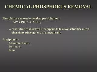 CHEMICAL PHOSPHORUS REMOVAL