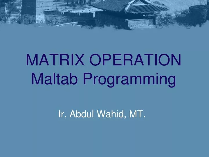 matrix operation maltab programming