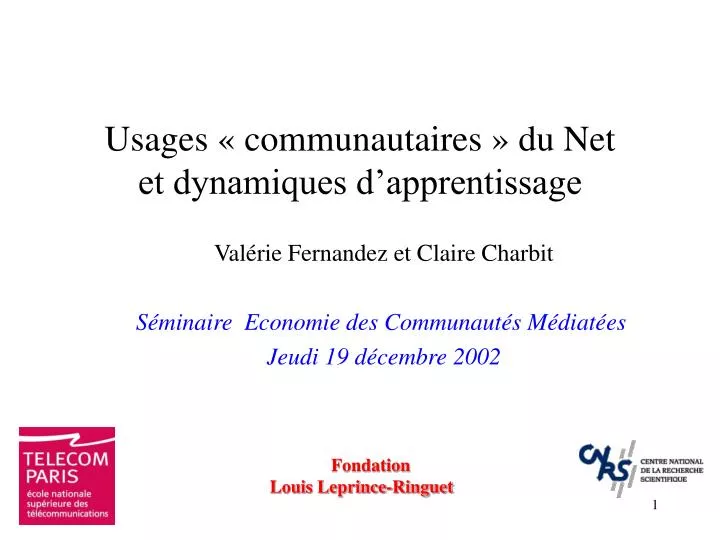 usages communautaires du net et dynamiques d apprentissage