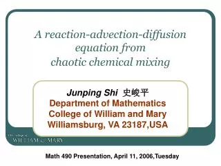A reaction-advection-diffusion equation from chaotic chemical mixing