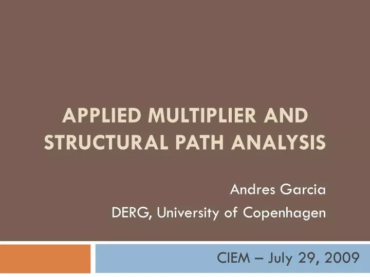 applied multiplier and structural path analysis