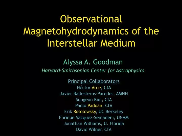 observational magnetohydrodynamics of the interstellar medium