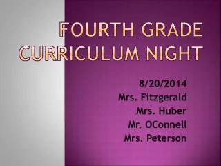 Fourth Grade Curriculum Night