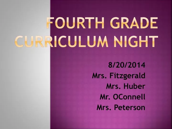 fourth grade curriculum night