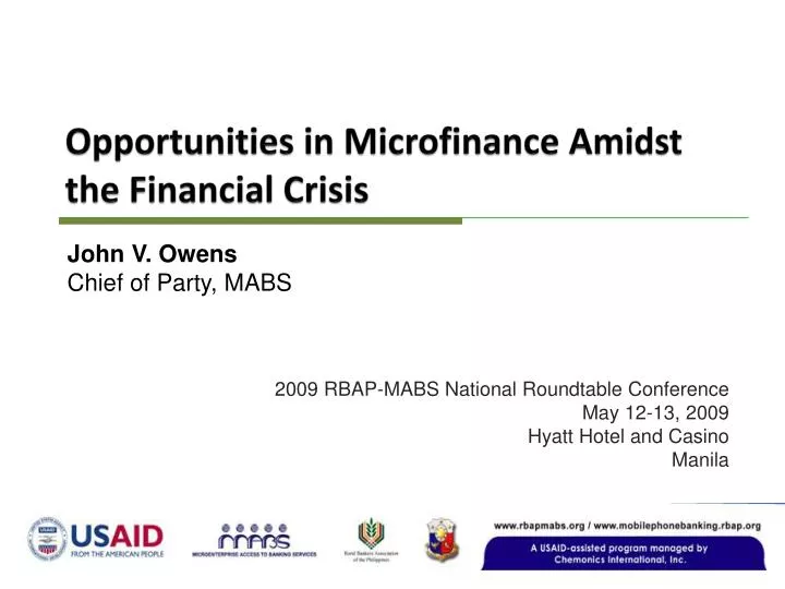opportunities in microfinance amidst the financial crisis