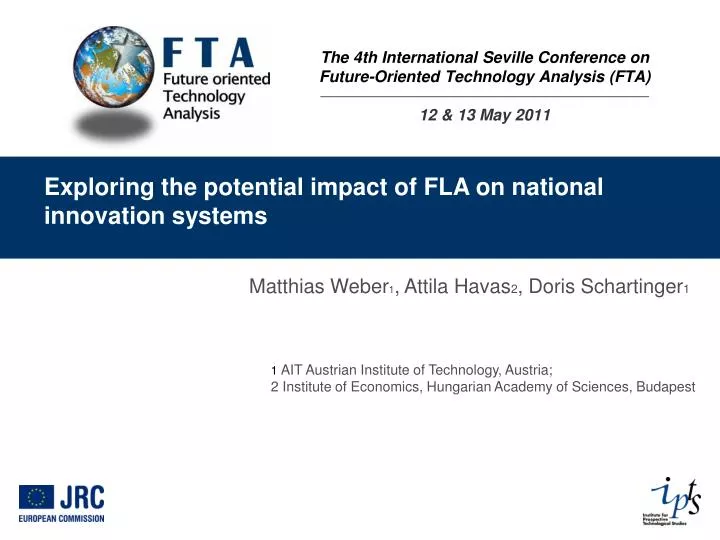 the 4th international seville conference on future oriented technology analysis fta 12 13 may 2011
