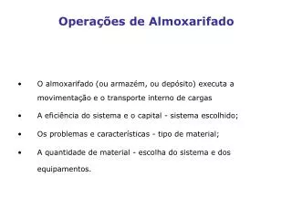 opera es de almoxarifado