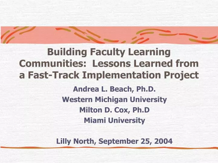 building faculty learning communities lessons learned from a fast track implementation project